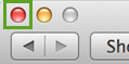 The red, yellow and green dots in the top left of an Apple Mac. The red dot is highlighted.