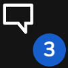 The Chat button with a counter showing the number three, to indicate that there are three unread messages.